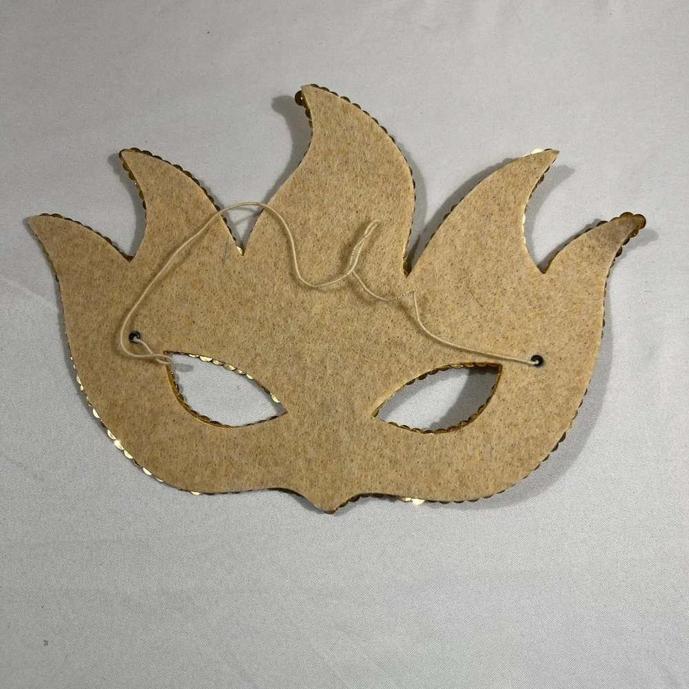 Gold Sequin Masquerade Mask Flame Sunburst Costume Eye Mask Mardi Gras Festive